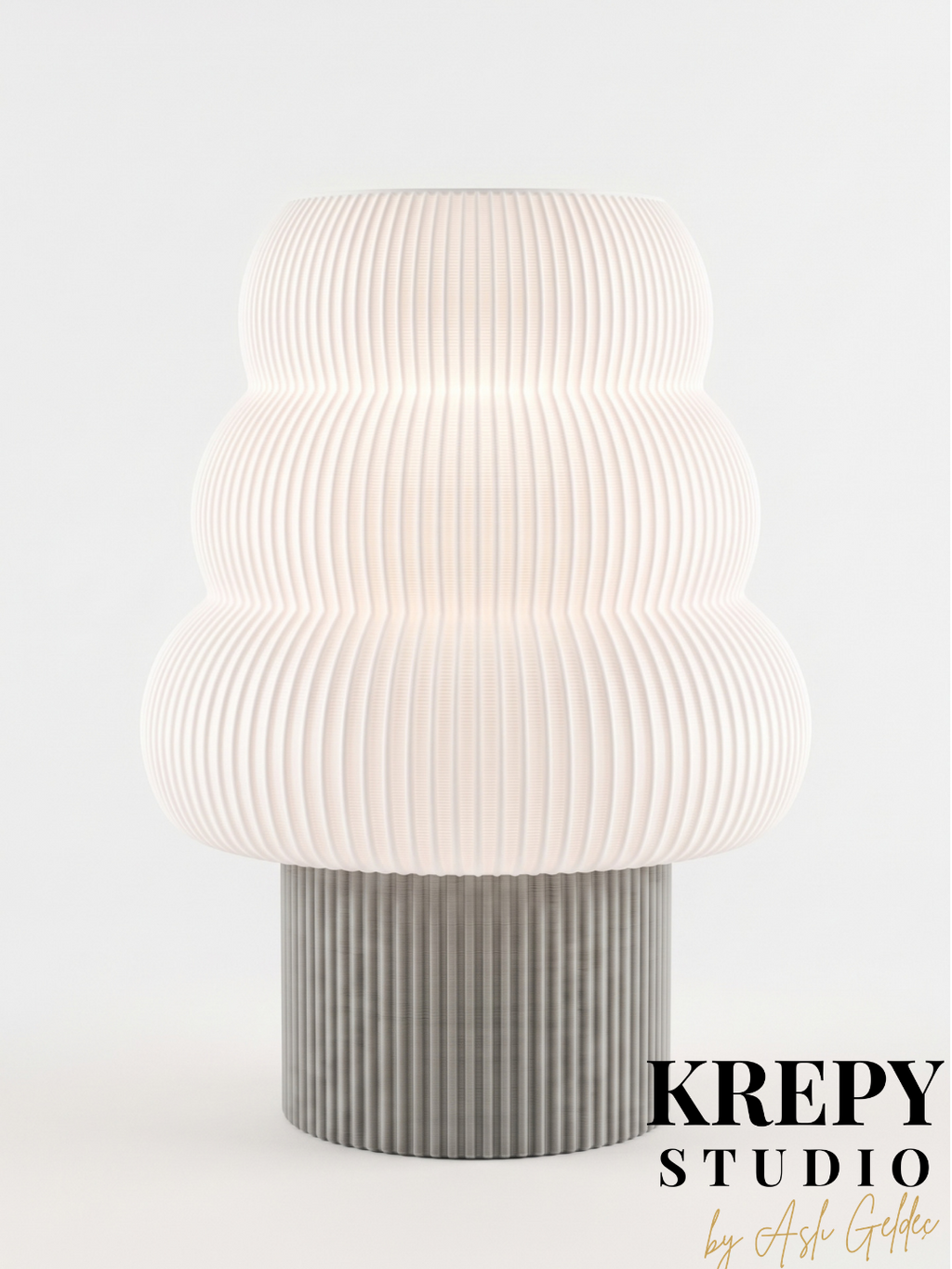 Tree Masa Lambası - Beton Dokulu Gri Renk | Krepy Studio