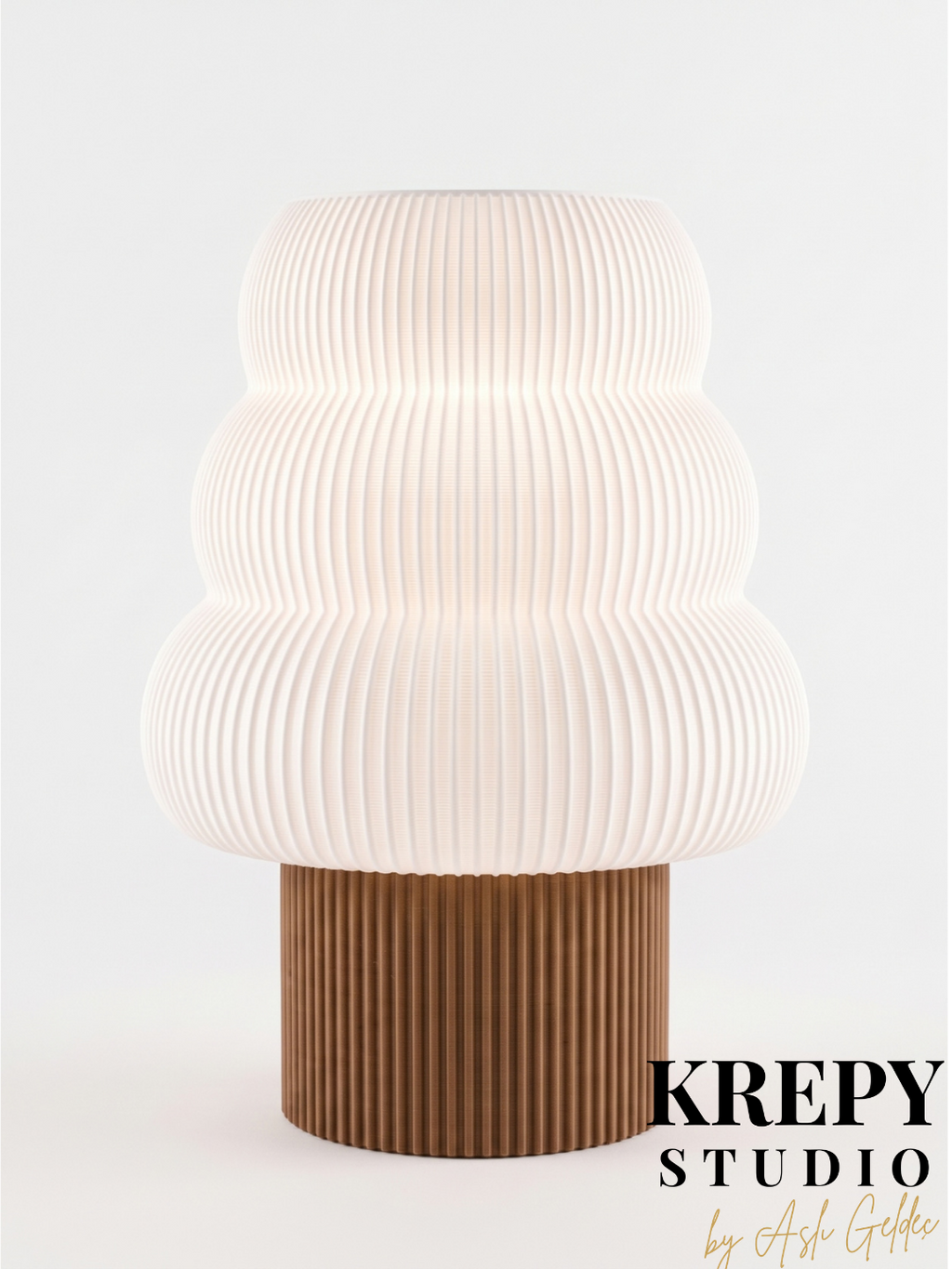 Tree Masa Lambası - Ceviz Wood Dokulu Kahverengi Renk | Krepy Studio