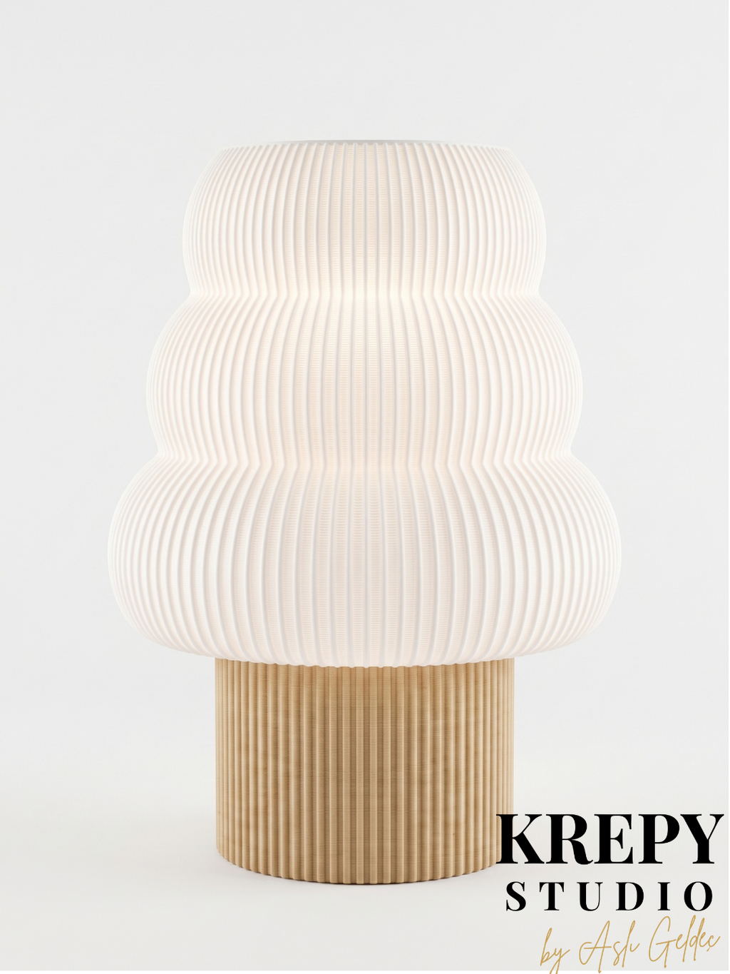 Tree Masa Lambası - Ahşap Wood Dokulu Bej Renk | Krepy Studio
