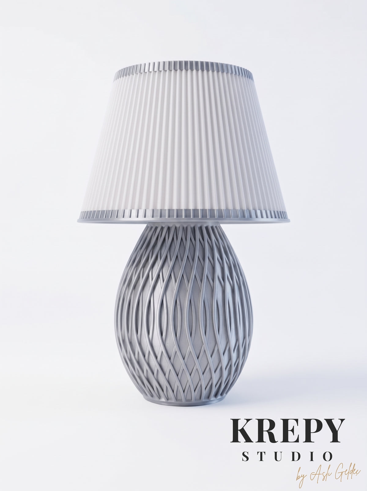 Spiral Örgü Desenli Dekoratif Abajur Modern Tasarım Masa Lambası Gece Lambası Salon Yatak Odası- 1 Adet Ampül Dahil- SILVER